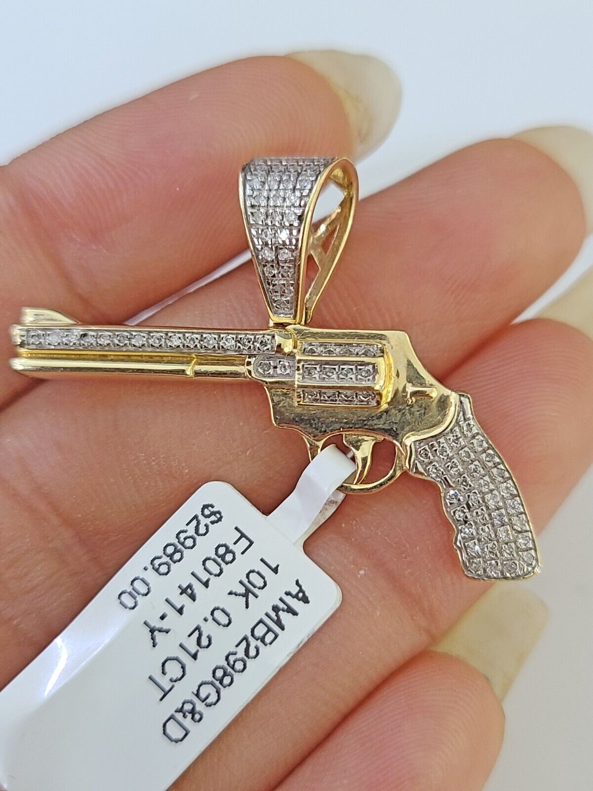 10K Military Gun Pendant/Charm Made With Yellow Gold and Diamonds