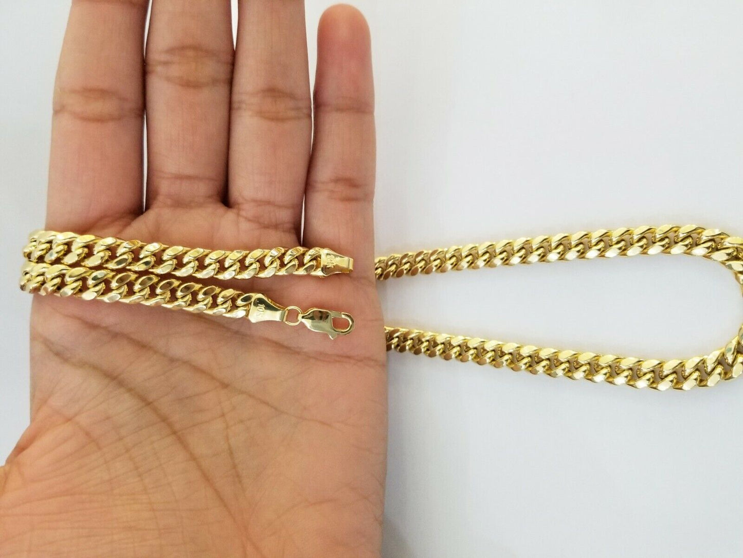 Real 10k Gold Miami Cuban Chain 7mm 20" Necklace,10kt Yellow Gold Lobster Lock