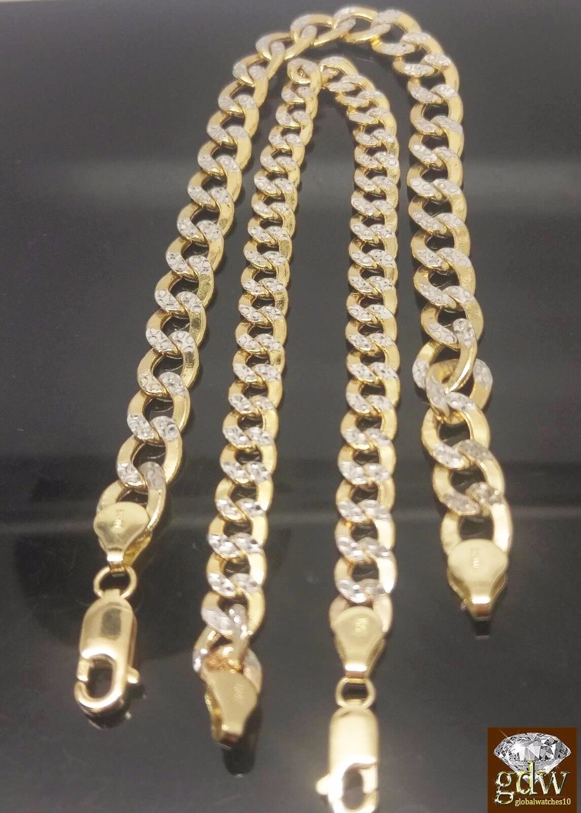 REAL 10k Gold Cuban Link Bracelet Diamond Cuts 9Inch Men Women