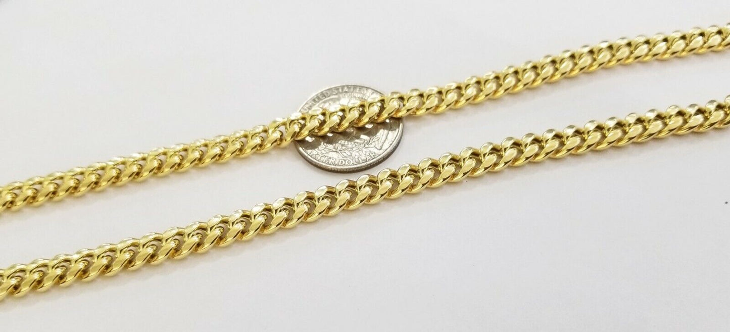 Real 10k yellow Gold Men Necklace chain 7mm 20" Miami Cuban Chain Box Lock