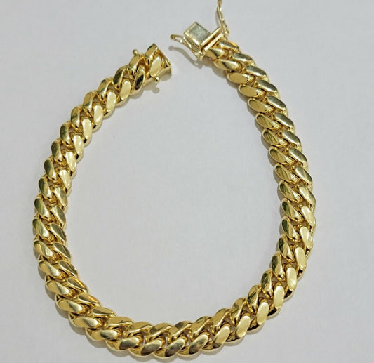 Solid Gold Miami Cuban Link Bracelet 8mm 8" REAL 10k Yellow Gold Box Lock 10kt