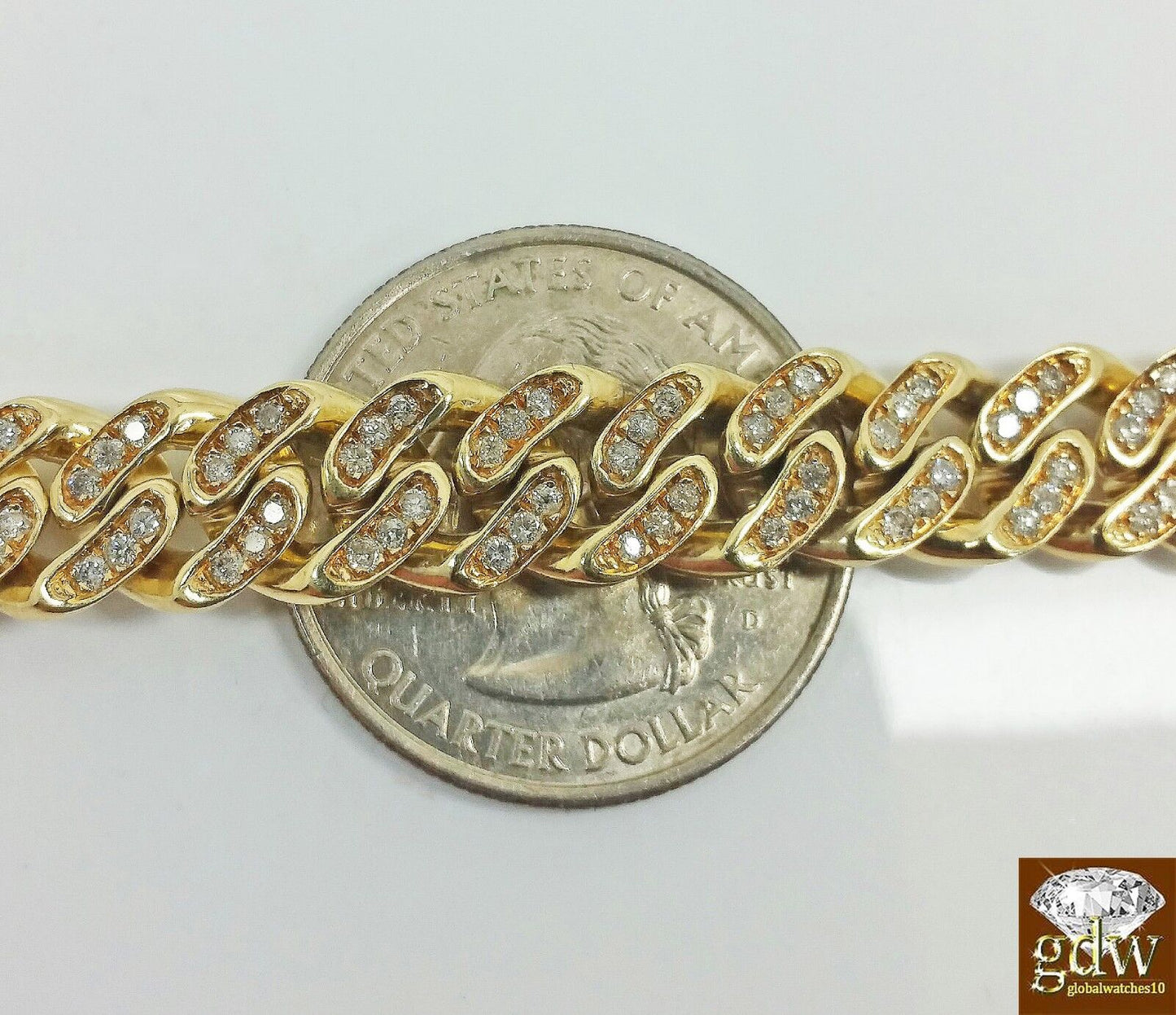 REAL Diamond Bracelet Solid 10k Gold Cuban link 4CT Diamond Box clasp 7.5"