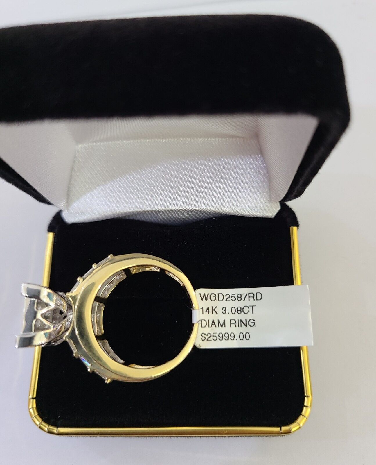 Real 14k Yellow Gold Diamond Ring Rectangle 3.08CT Men Engagement Wedding Ring