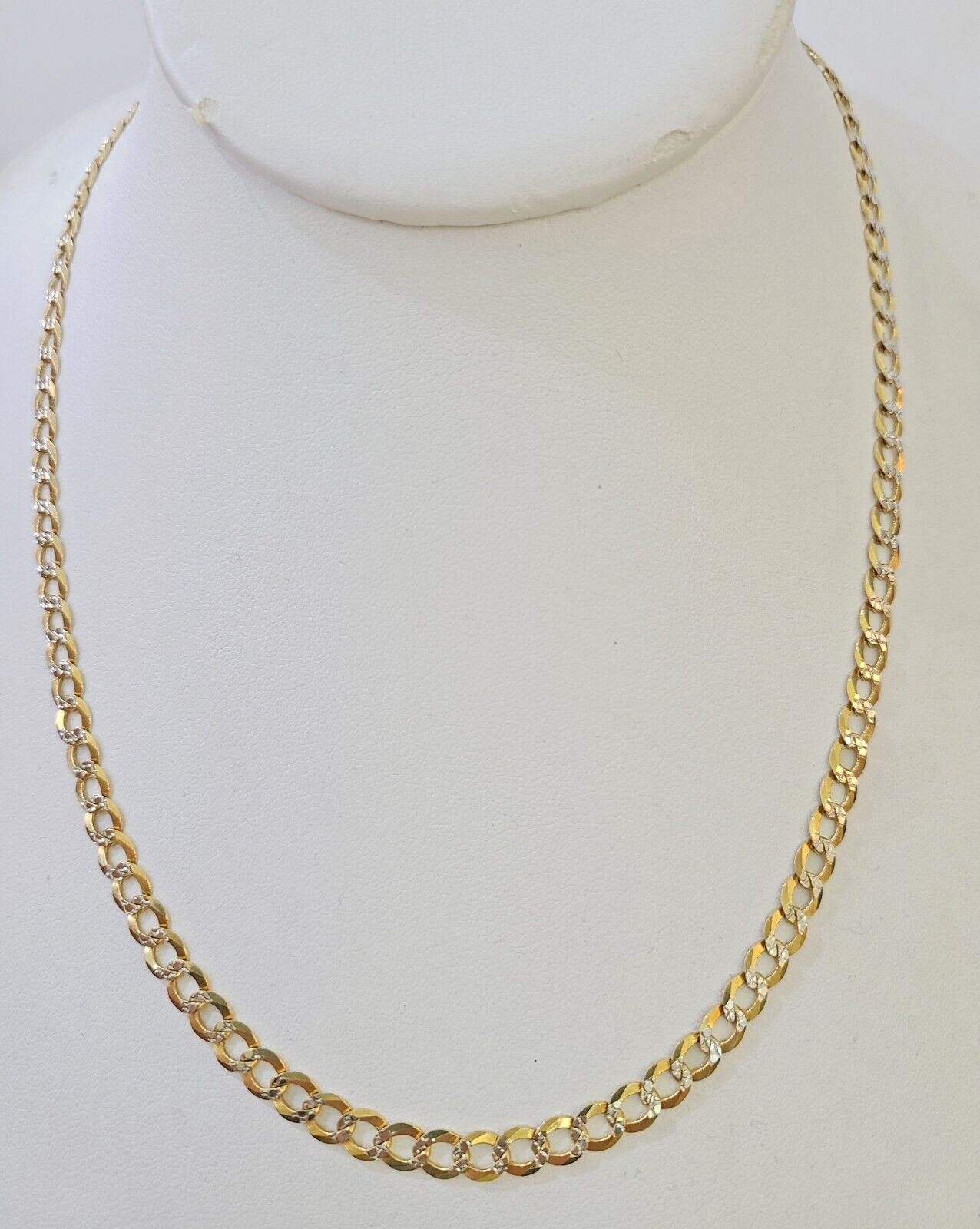 REAL 14k Cuban Curb Link necklace with Diamond Cuts 22 inches 6mm 14kt