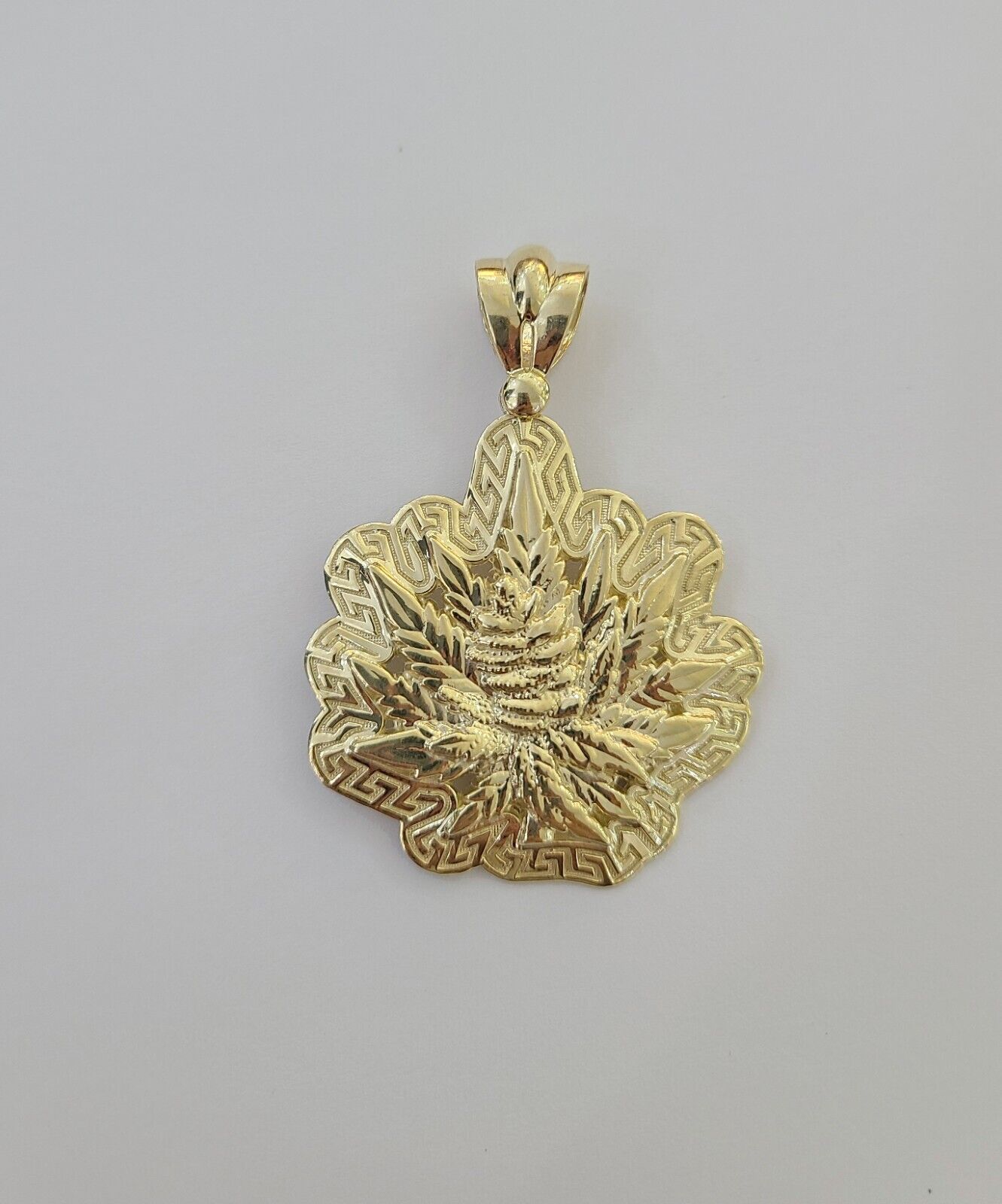 10K Real Yellow Gold Marijuana Leaf Charm Pendant High Weed Gold 10kt