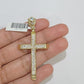 10k Yellow Gold Jesus Cross Charm Pendant 10 KT 2.5" Inch Religious Charm Real