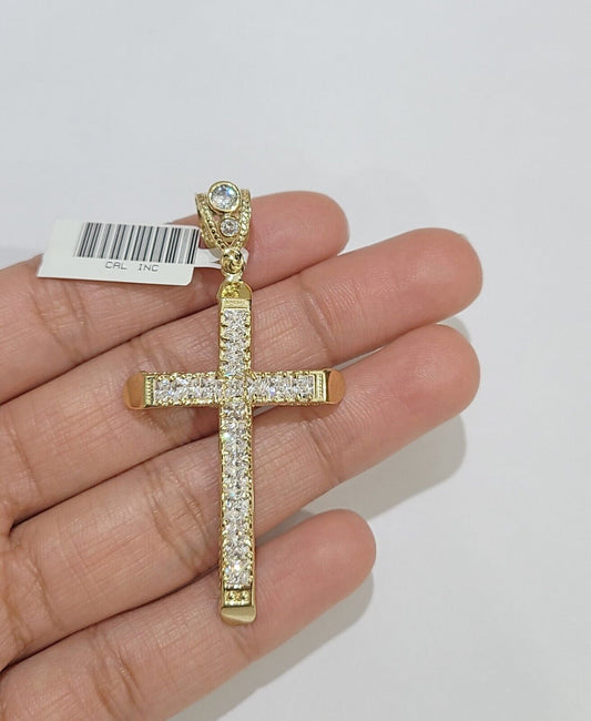 10k Yellow Gold Jesus Cross Charm Pendant 10 KT 2.5" Inch Religious Charm Real