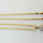 10K Yellow Gold 0.51CT Real Diamond Pillow Charm With 3mm 24" gold rope chain