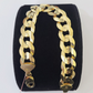 14K Real Yellow Gold Cuban Curb Bracelet 15mm Link 9" inch Genuine