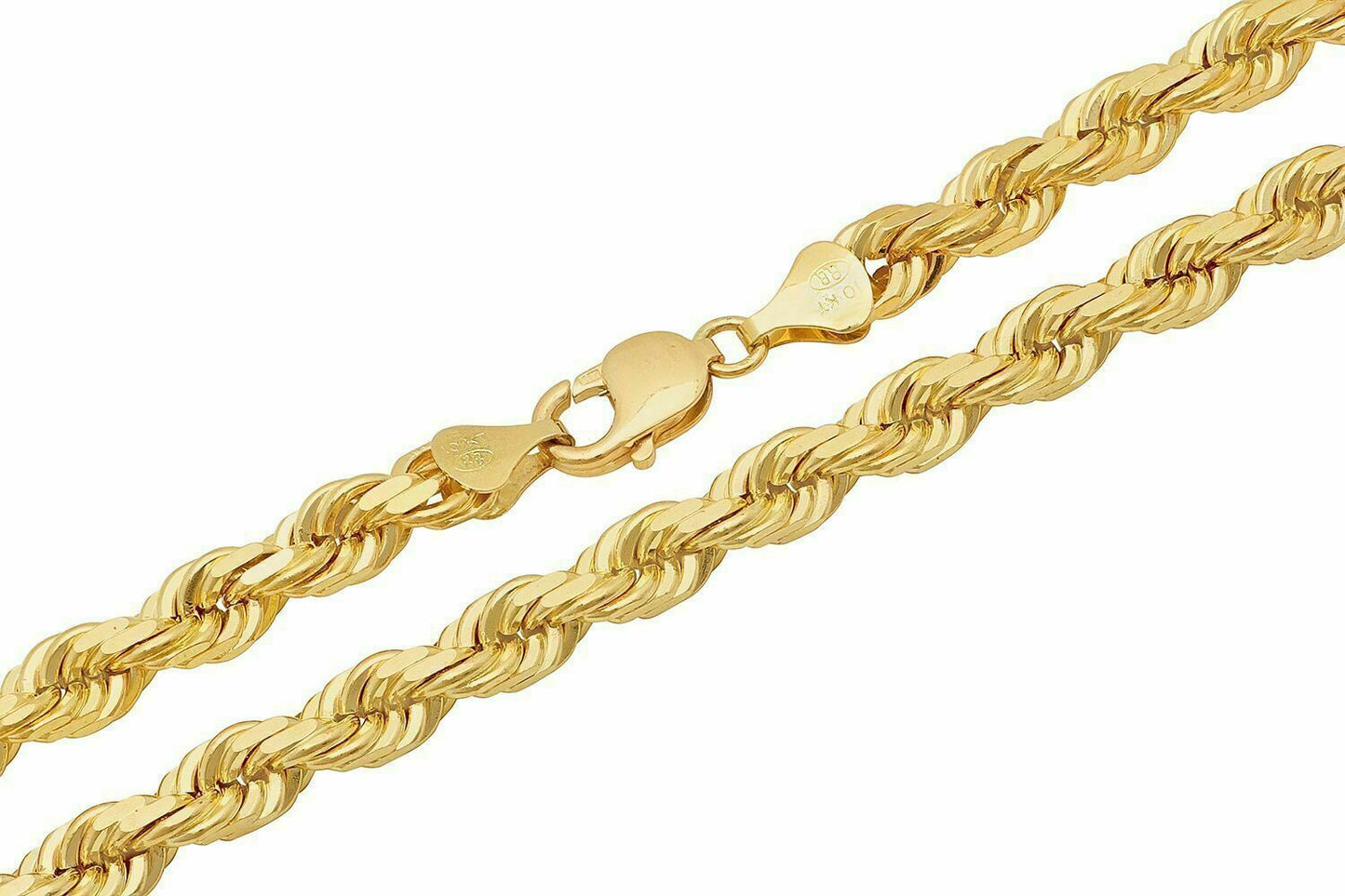 Solid 10k Yellow Gold Rope Chain 1mm-10mm Diamond Cut Pendant Necklace16"-30"