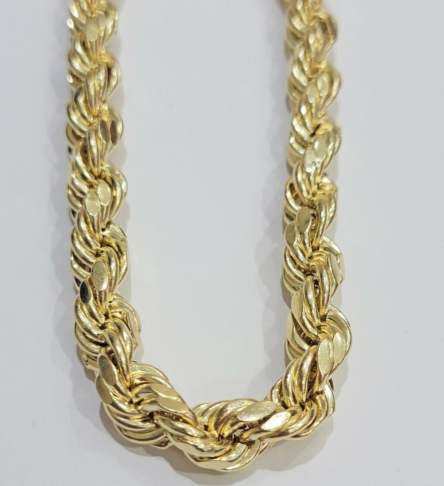 Real 10K Yellow Gold Thick Rope Men Chain Necklace 30 Inch 10mm LOBSTER LOCK