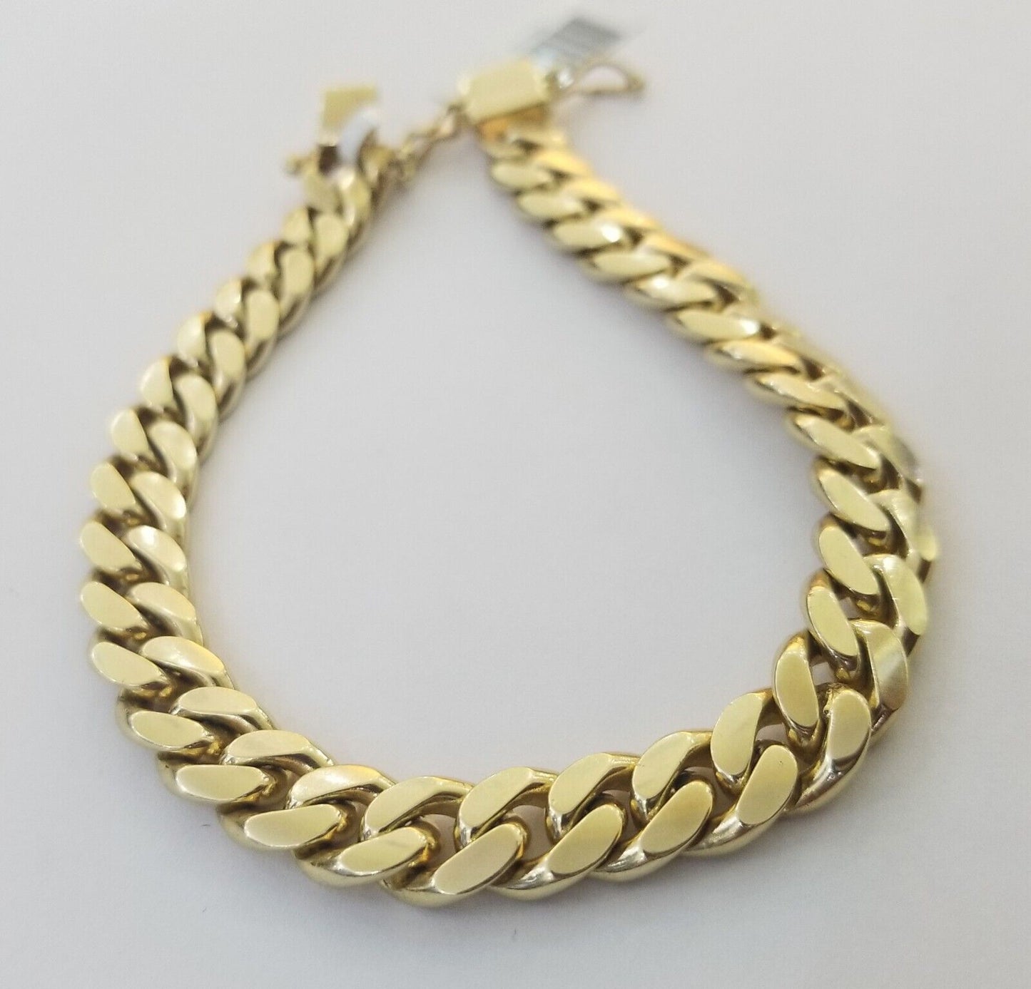 Real 10k Solid Gold Bracelet Miami Cuban Link 8.5mm 8" Box Lock 10K Yellow Gold