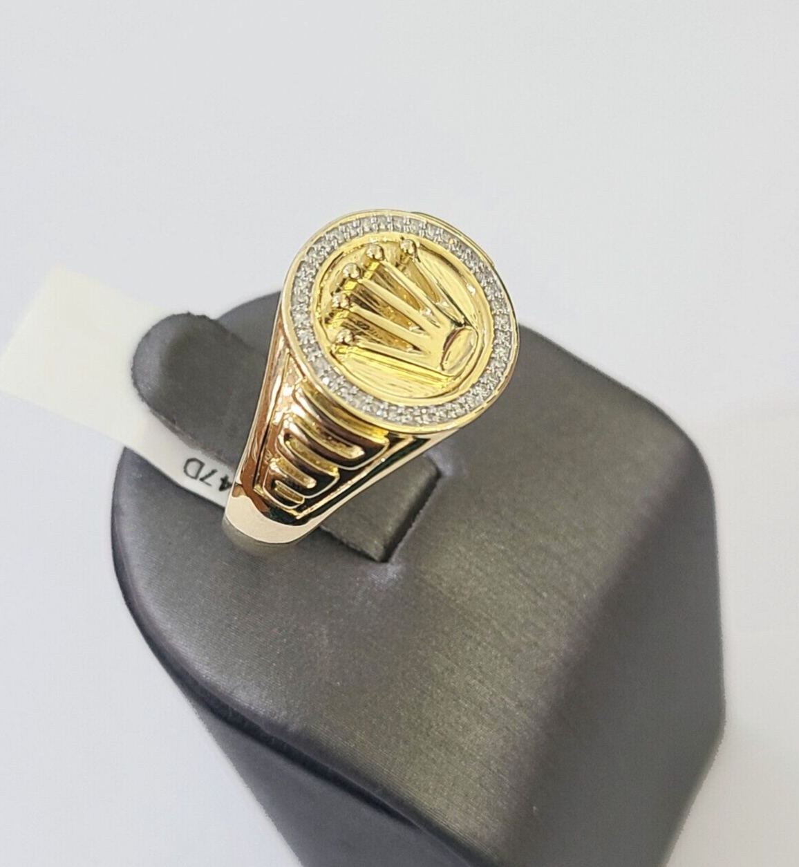 10k Real yellow Gold Diamond Crown Ring men casual Circular ring