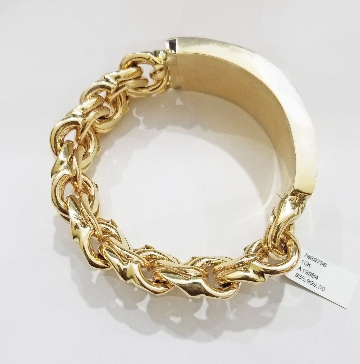 Real 10k Yellow Gold Chino ID Bracelet 22 mm 8.5 Inch For Men's 10kt Gold