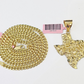 14k Gold Cuban Link Chain 20" Necklace Texas Map Charm Pendant Real 14KT SET