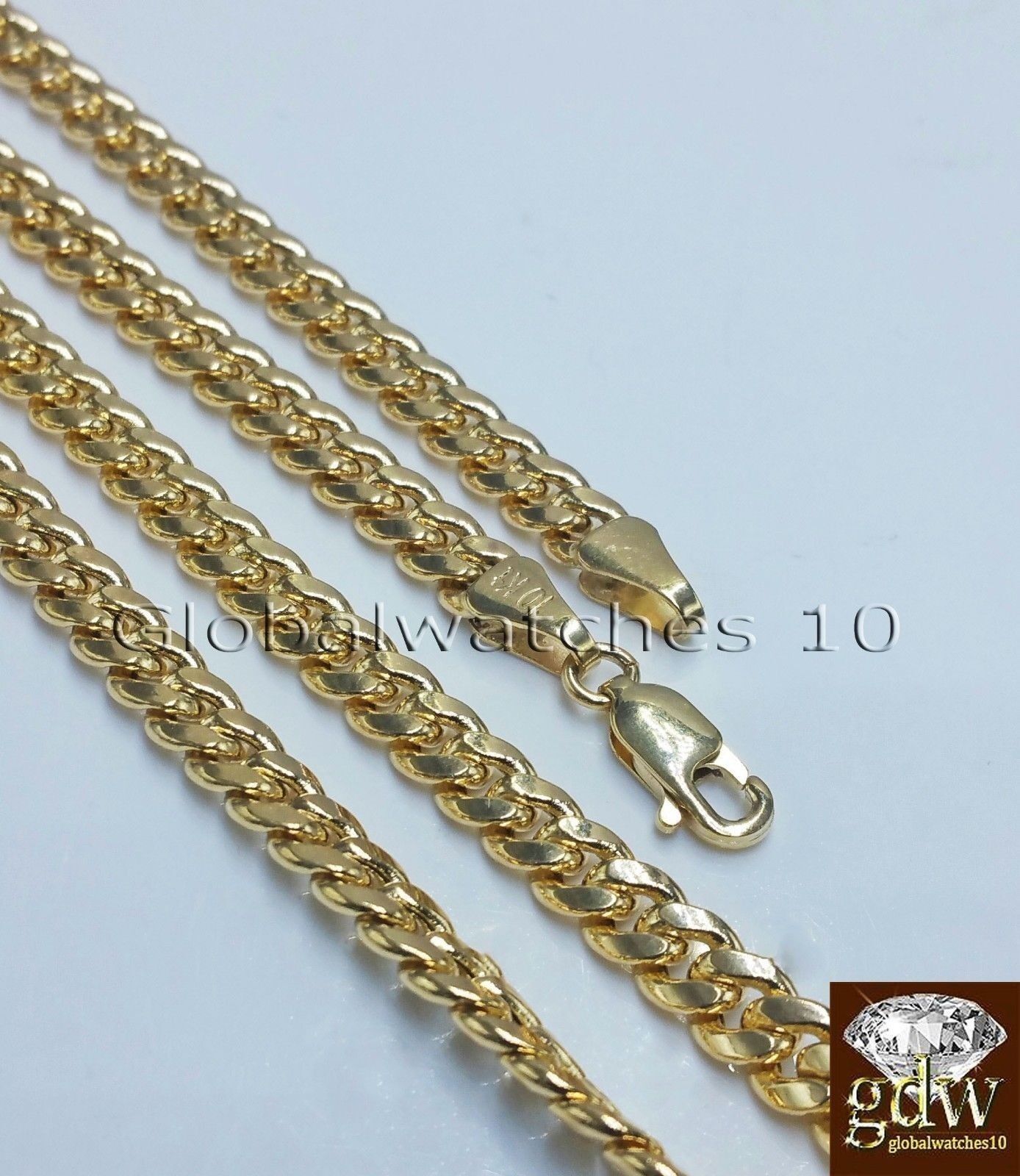 Real 10k Yellow Gold Head Charm Miami Cuban 24" Chain Necklace