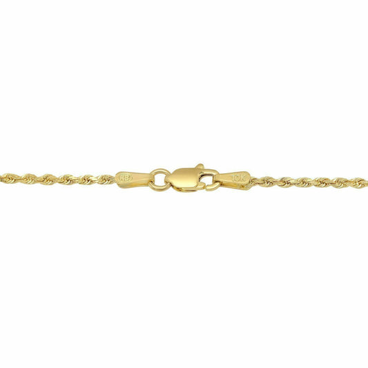 Solid 10k Yellow Gold Rope Chain 1mm-10mm Diamond Cut Pendant Necklace16"-30"