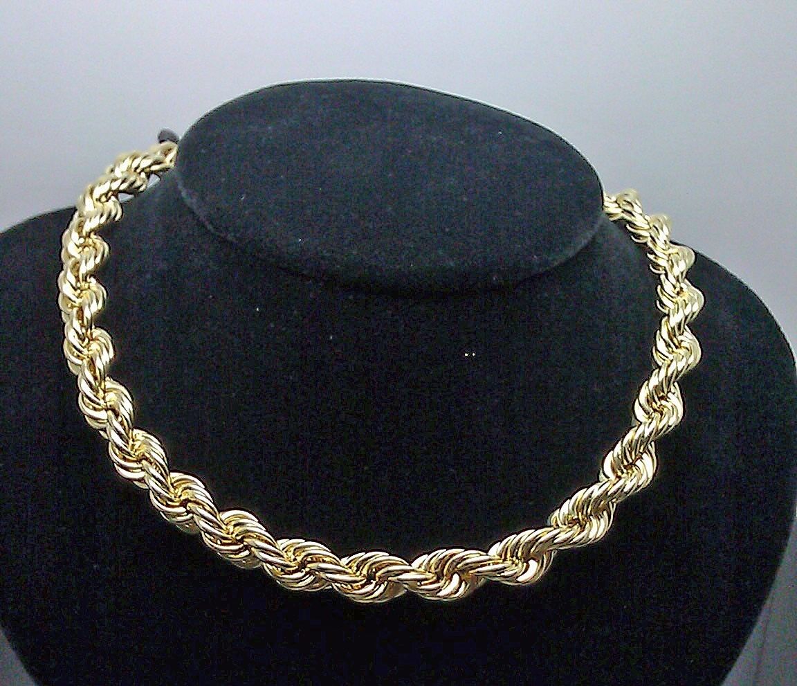 Real 10K Yellow Gold Thick Rope Men Chain Necklace 30 Inch 10mm LOBSTER LOCK