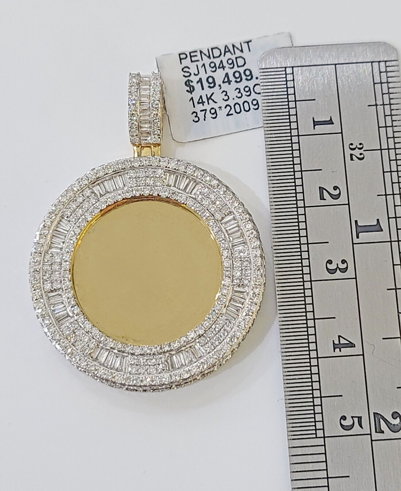 14k Real Yellow Gold And Diamond Circular Charm / Pendant 3.39CT