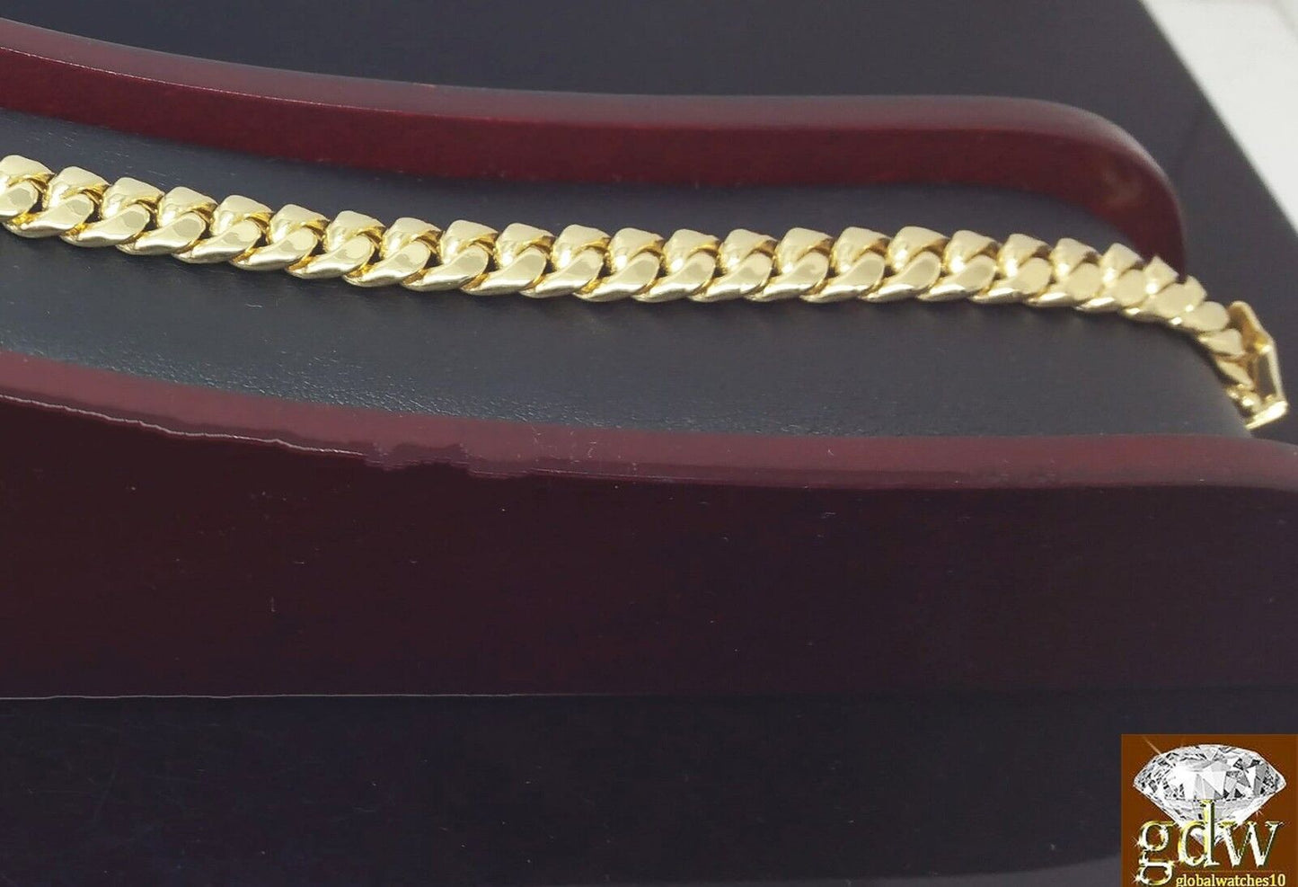Men Real 14K Yellow Gold Miami Cuban Bracelet 8.5" Inch 7 mm