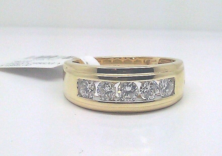 Men Solid 14k Yellow Gold 1CT Band Wedding Engagement Ring REAL Diamond