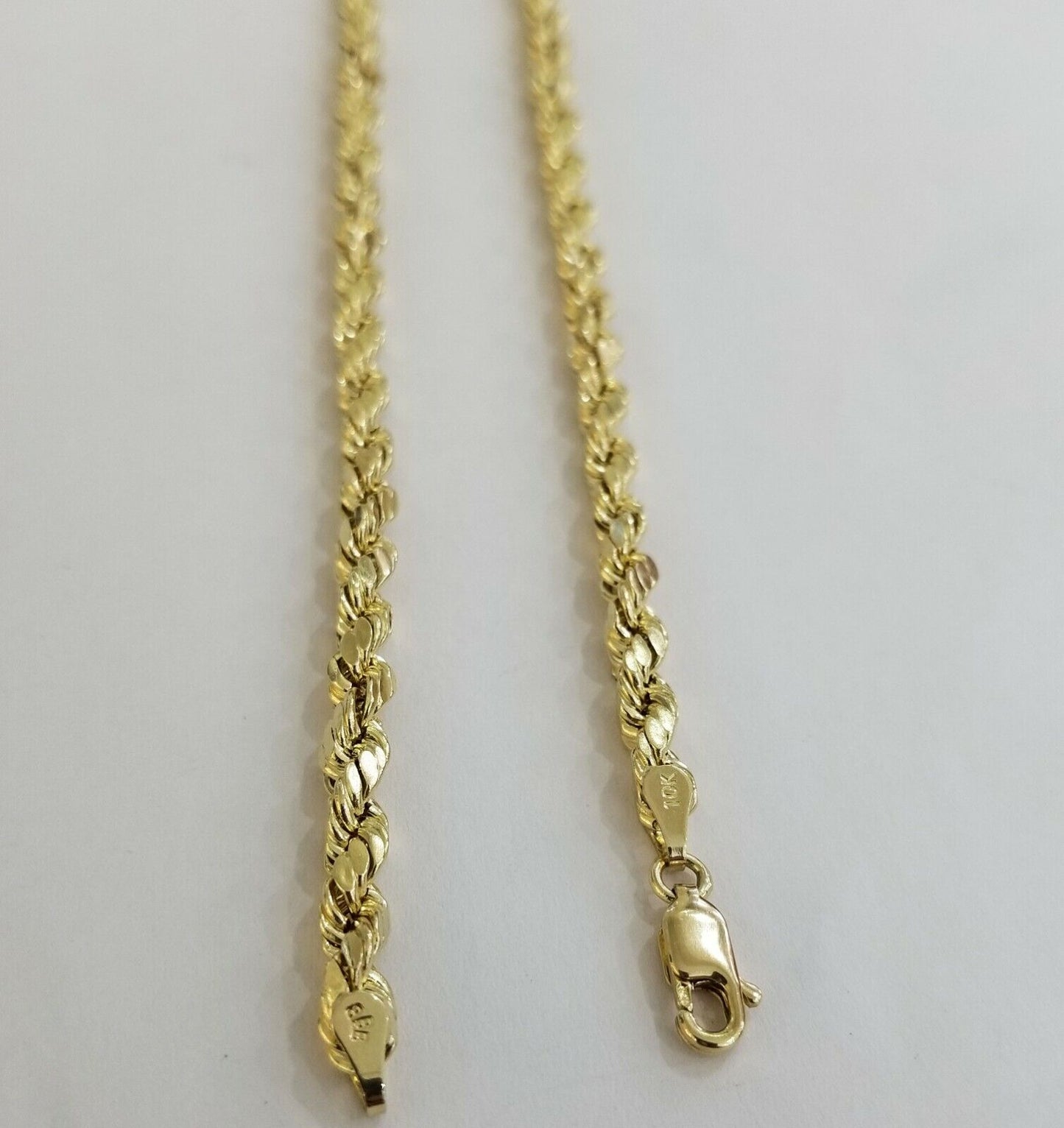 REAL 10k Yellow Gold Rope Chain 26" 4mm Diamond Cut Men Necklace