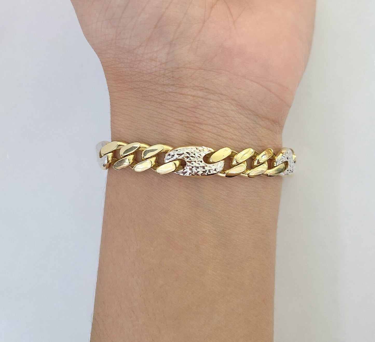 10k Yellow Gold Miami Cuban Link Bracelet 8.5 Inch Anchor Mariner 12mm Gold