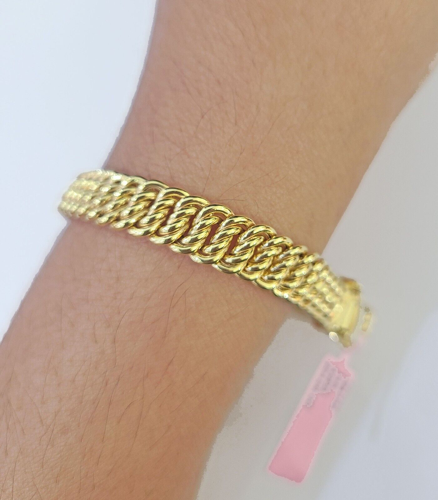 Real 14k Flat Byzantine Bracelet For Ladies / Women Box Clasp Unique Style