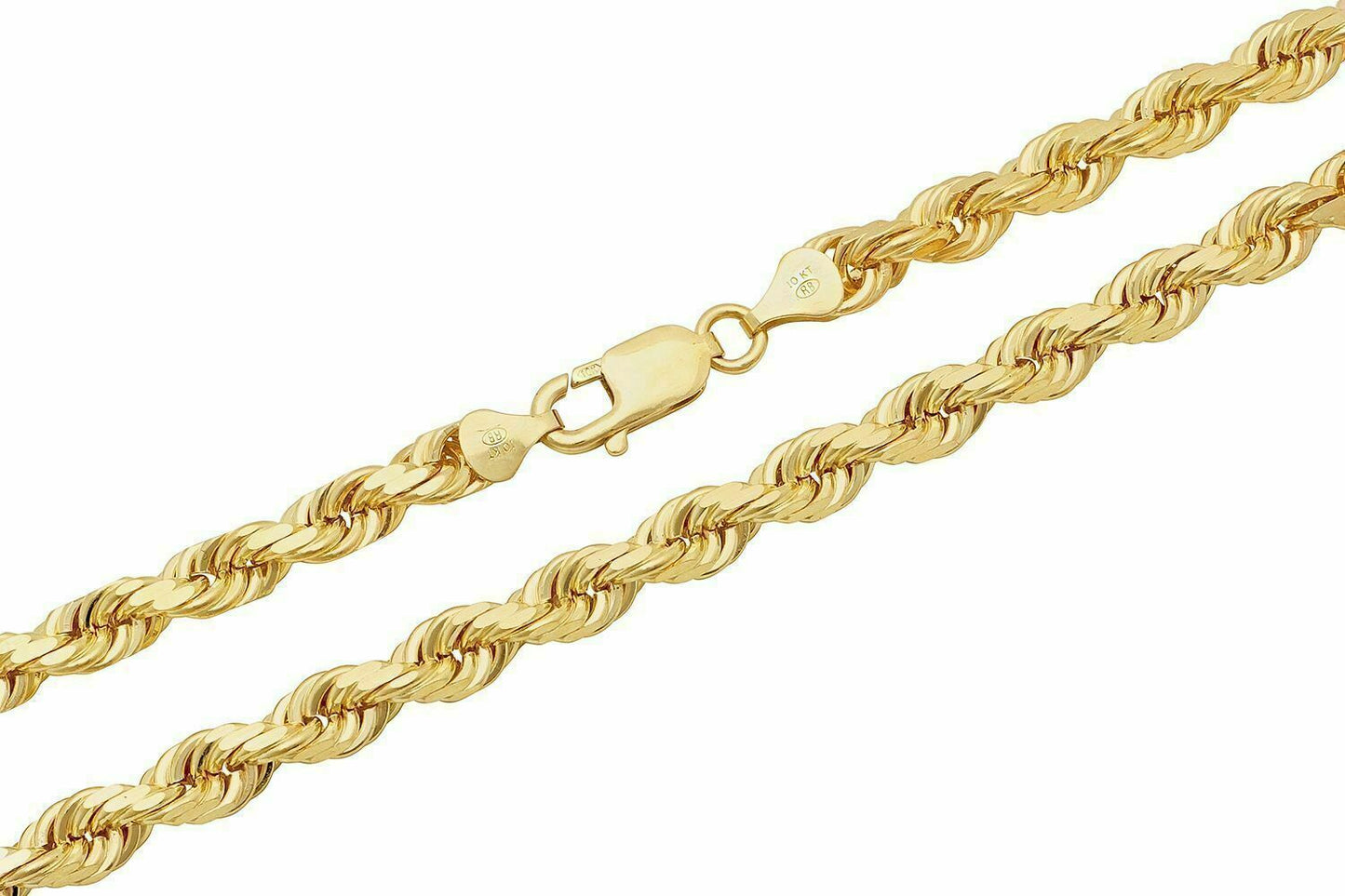 Solid 10k Yellow Gold Rope Chain 1mm-10mm Diamond Cut Pendant Necklace16"-30"