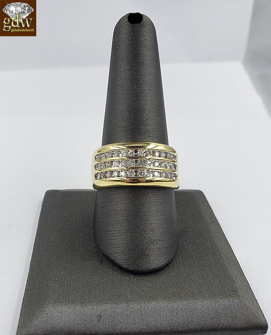 REAL 10k Yellow Gold Wedding Engagement Ring Mens Band 1/2CT Diamond SIZE 10