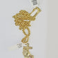10k Yellow Gold Miami Cuban Chain & Praying Hands Cross Charm SET 3mm 22 Inches