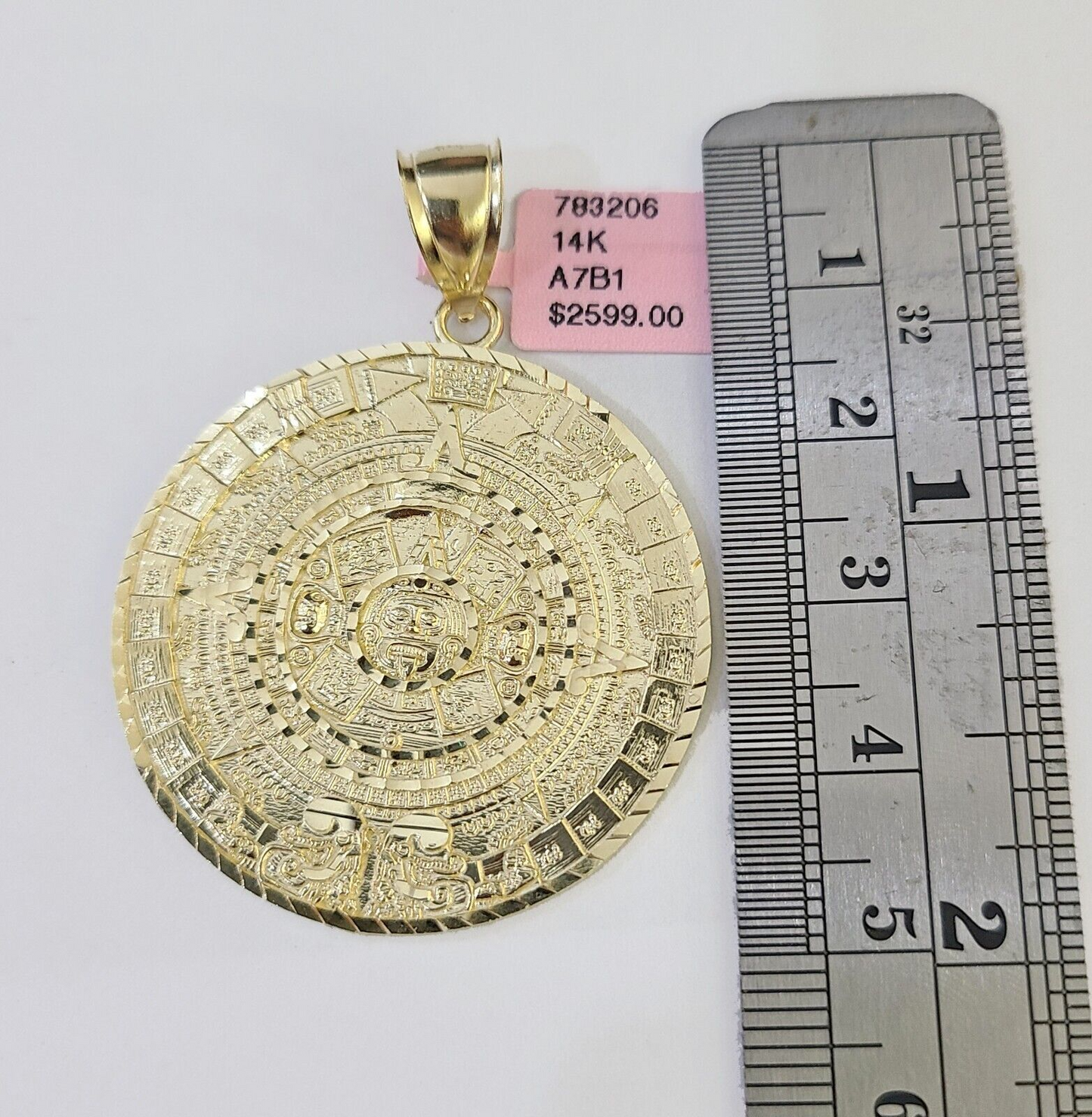 Real 14k Yellow Gold Circular Mayan Calendar / Pendant Charm 14kt