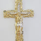 14k Yellow Gold Rope Chain & Nugget Cross Charm Pendent SET 5mm 26 Inch Necklace