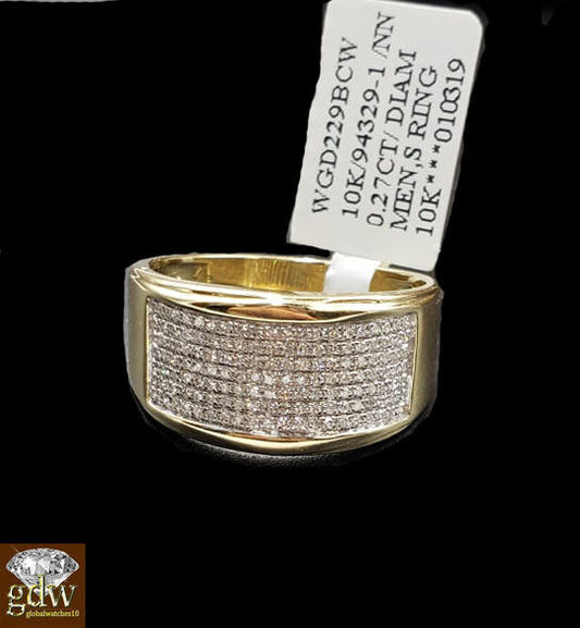 Mens REAL 10k Yellow Gold Wedding Engagement Ring Band Genuine Diamond 10