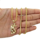 Real 10k Gold Praying Hand Cross Pendent Charm 3mm Franco Chain 18"-28" Inch