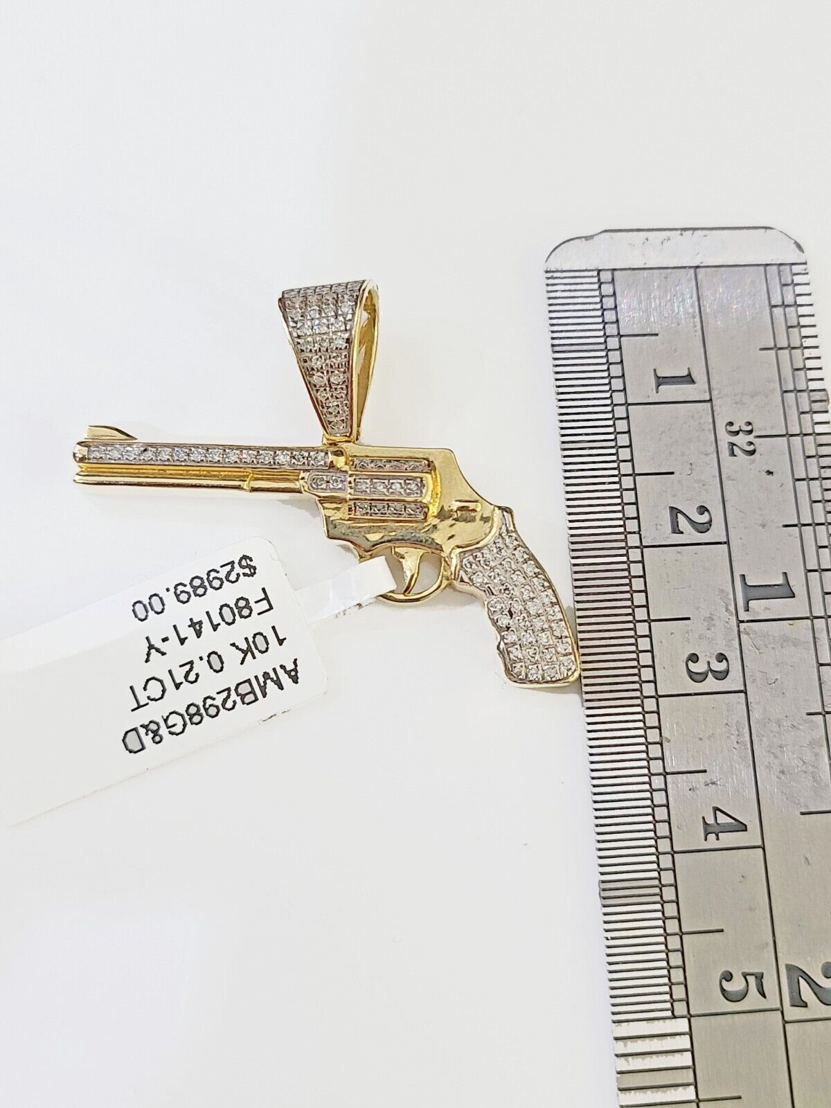 10K Military Gun Pendant/Charm Made With Yellow Gold and Diamonds