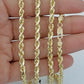 Real 14KT SOLID Yellow Gold 4mm Rope Chain Diamond Cut 24" Inches Lobster Lock