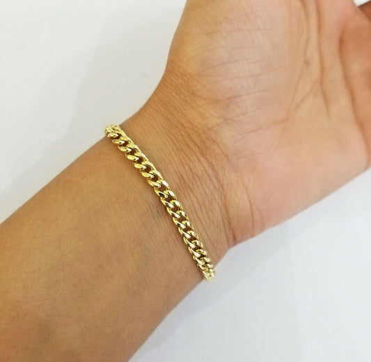 Real 10k Yellow Gold Miami Cuban Link Bracelet 7" 5mm Ladies Bracelet / women