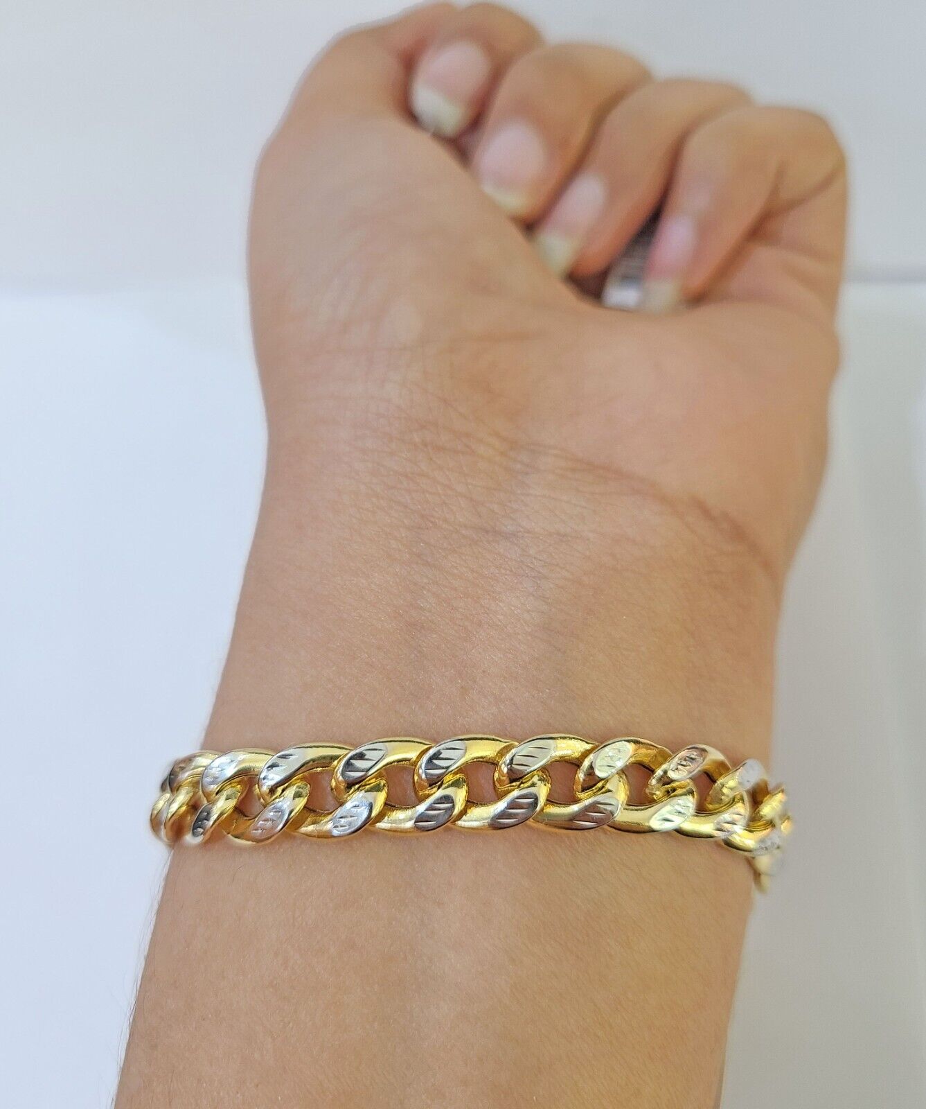 10K Yellow Gold Bracelet Real Cuban Curb Link Diamond Cut 8mm 8" Inch REAL Gold