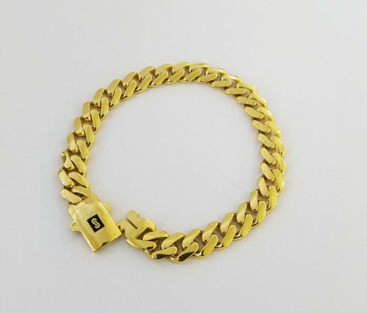 Real 10k Miami Cuban Link Monaco Chain 9mm Box Clasp 8" bracelet