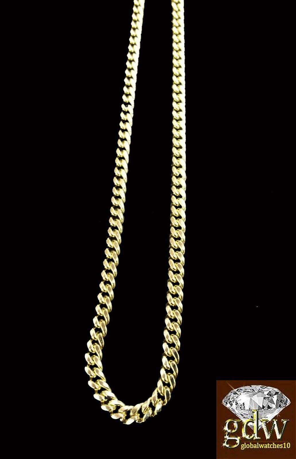 10k Gold Miami Cuban Chain Necklace 22" Inch Men Women Link 4mm Real 10k Gold
