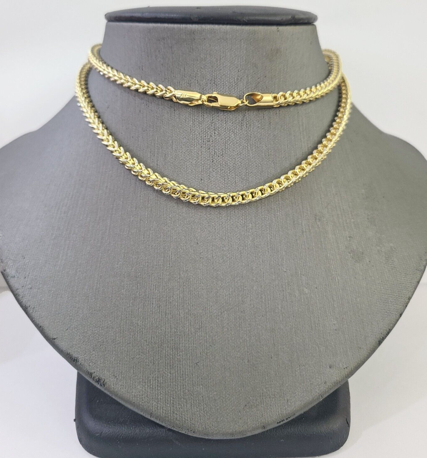 14K gold franco chain Necklace 3.5mm 20 Inch Diamond Cuts Two-tone Real 14KT men