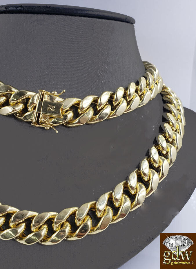 REAL 10k Gold Cuban Chain Necklace Yellow 15mm 30" Inch Box Clasp