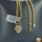 10k Gold & Diamond Lion's Head Charm with 26" Inch Miami Cuban Chain  Men Real