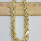 7mm Rope Chain 20"-30" Real 10kt Yellow Gold Necklace Men's Diamond Cut Lobster
