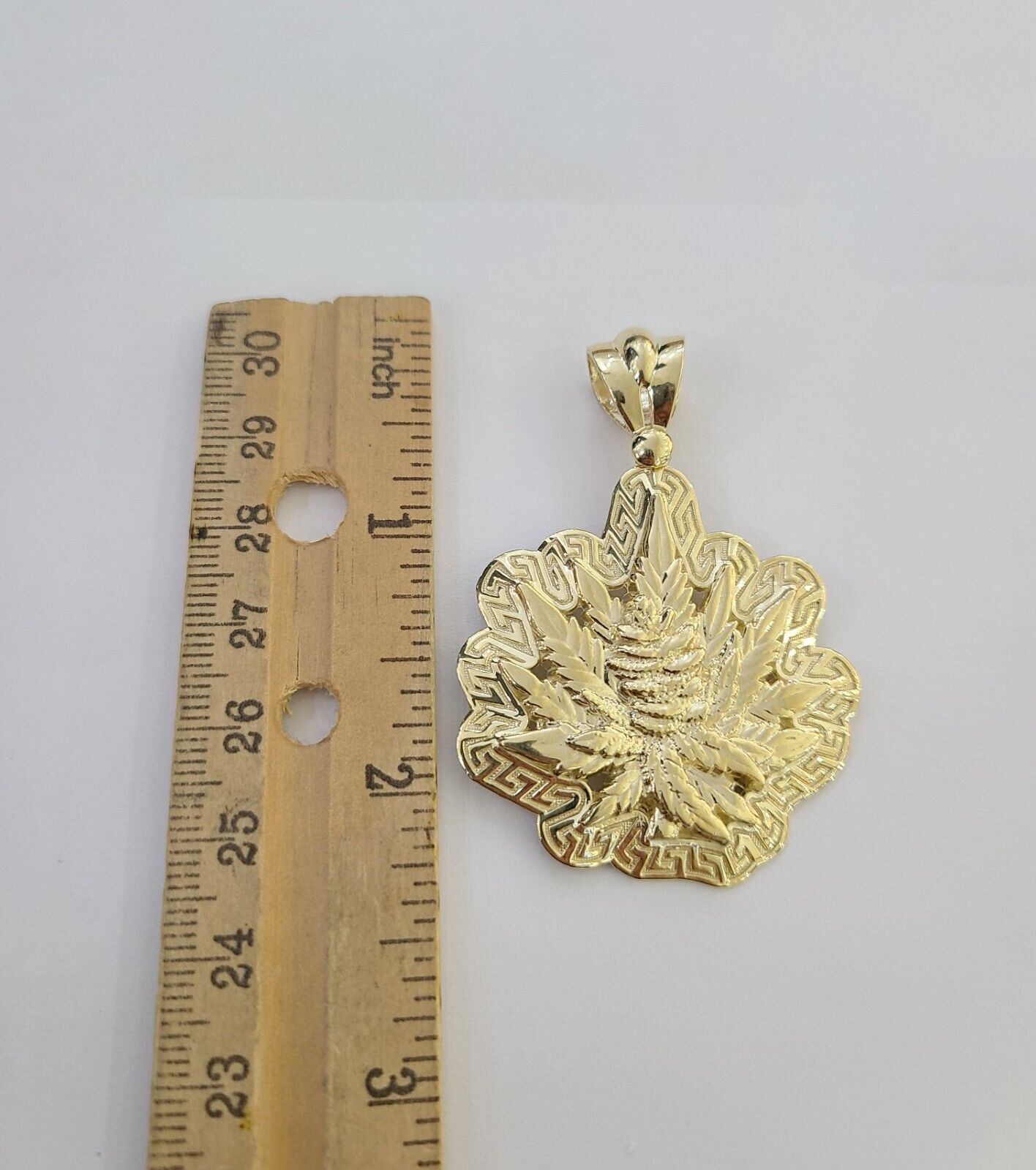 10K Real Yellow Gold Marijuana Leaf Charm Pendant High Weed Gold 10kt