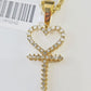 10k Gold Diamond Heart with Cross Pendent and 2.5mm 20 Inches Rope Chain