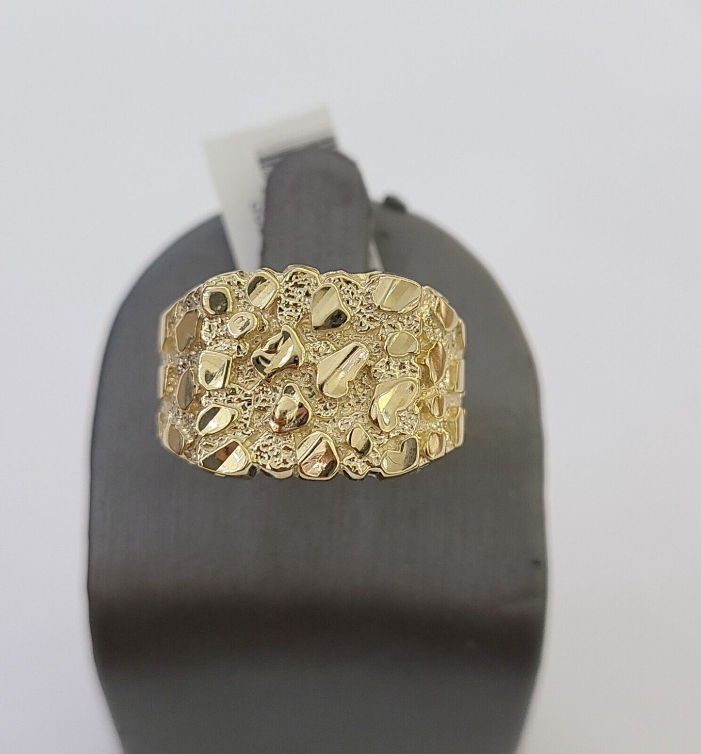 14k Yellow Gold Nugget Band Ring Casual Square Gold Ring Sizable 10kt