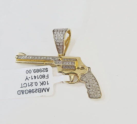 10K Military Gun Pendant/Charm Made With Yellow Gold and Diamonds