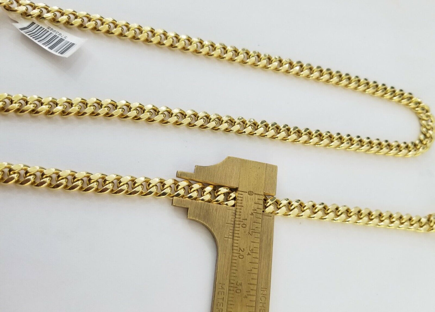 Real 14K Yellow Gold Miami Cuban Link Chain Necklace 7mm 22" 14kt Gold Box Lock